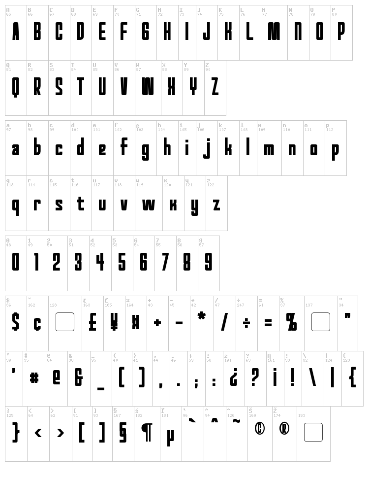 Red World font map